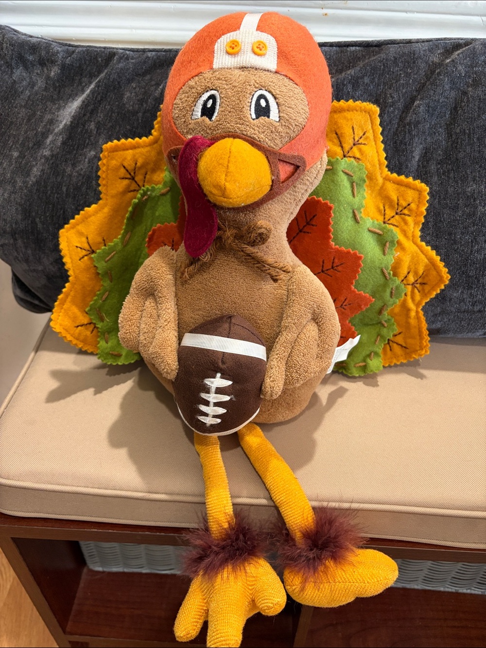 Plush Turkey Football Holiday Decorative stuffed plush - Orange, Green, Brown